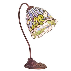 Tiffany Flowering Lotus - 1 Light Desk Lamp-18 Inches Tall and 8 Inches Wide - 1099030