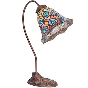 Tiffany Peacock Feather - 1 Light Desk Lamp-18 Inches Tall and 8 Inches Wide