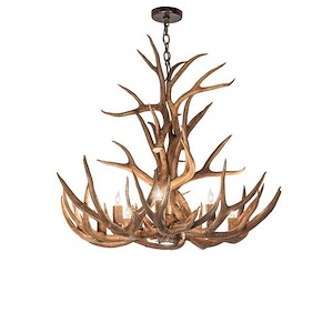 Antlers Elk and Mule Deer - 8 Light Chandelier-32 Inches Tall and 34 Inches Wide - 1097853