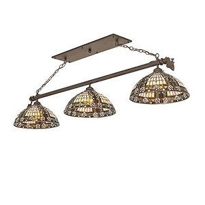 Fleur-de-lis - 3 Light Oblong Pendant-20.5 Inches Tall and 16 Inches Wide - 1359098