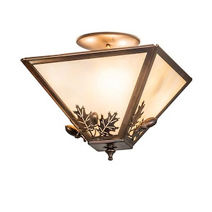 Oak Leaf & Acorn - 3 Light Flush Mount-9.5 Inches Tall and 15.5 Inches Wide - 1359414