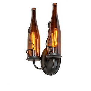Tuscan Vineyard - 2 Light Wine Bottle Wall Sconce-16 Inches Tall and 9 Inches Wide - 1359466