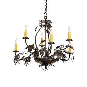 Oak Leaf & Acorn - 6 Light Chandelier-25 Inches Tall and 28 Inches Wide - 1359730