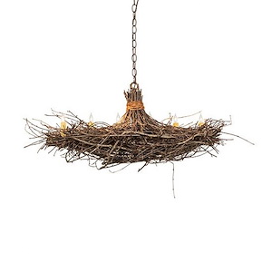 Twigs - 6 Light Oblong Chandelier -13 Inches Tall and 18 Inches Wide - 1359932