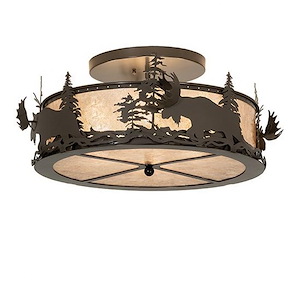 Moose at Dusk - 4 Light Flush Mount-11 Inches Tall and 26 Inches Wide - 1359972