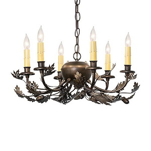 Oak Leaf & Acorn - 6 Light Chandelier-13 Inches Tall and 20 Inches Wide - 1360541