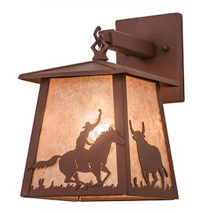 Cowboy & Steer - 1 Light Hanging Wall Sconce-12 Inches Tall and 7 Inches Wide - 1360844