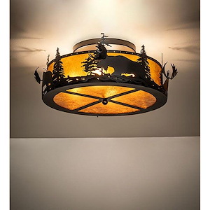 Moose at Dusk - 2 Light Flush Mount-10 Inches Tall and 24 Inches Wide - 1360857