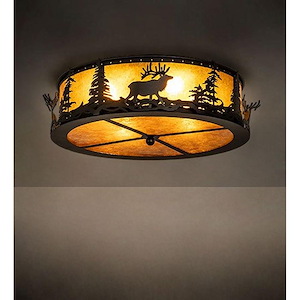Elk at Dusk - 4 Light Flush Mount-8 Inches Tall and 22 Inches Wide - 1360864