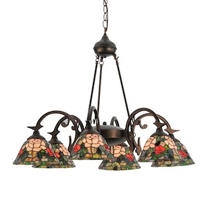 Tiffany Rosebush - 6 Light Chandelier-27.5 Inches Tall and 32 Inches Wide - 1361164