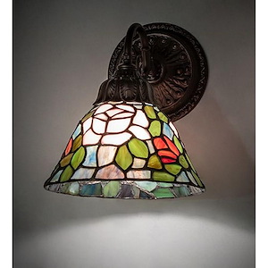 Tiffany Rosebush - 1 Light Wall Sconce-10 Inches Tall and 8 Inches Wide - 1361178