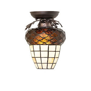 Oak Leaf & Acorn - 1 Light Flush Mount-10 Inches Tall and 7 Inches Wide - 1361249