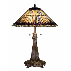 Tiffany Jeweled Peacock - 2 Light Table Lamp - 75237