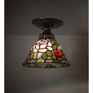 Tiffany Rosebush - 1 Light Flush Mount-7.5 Inches Tall and 8 Inches Wide - 1361305