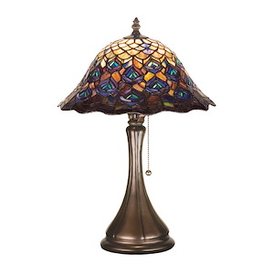 Tiffany Peacock Feather - 18 Inch 1 Light Accent Lamp