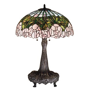 Tiffany Cabbage Rose - 31 Inch 3 Light Table Lamp - 75347