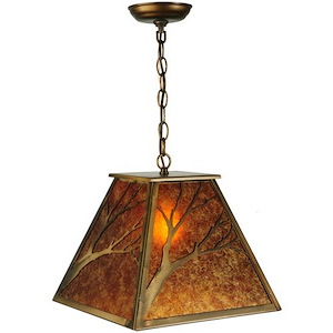 Branches - 1 Light Square Pendant-16.5 Inches Tall and 18.75 Inches Wide - 1361524