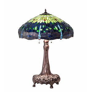 31 Inch High Tiffany Hanginghead Dragonfly Table Lamp