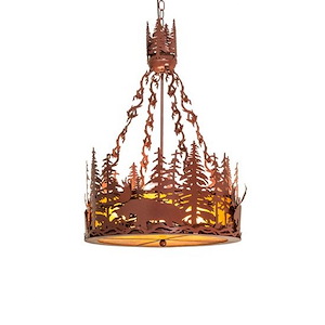 Moose at Dusk - 4 Light Inverted Pendant-35 Inches Tall and 22 Inches Wide - 1361615