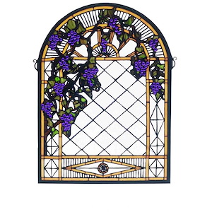 Grape Diamond Trellis - 16 X 22 Inch Stained Glass Window - 75474