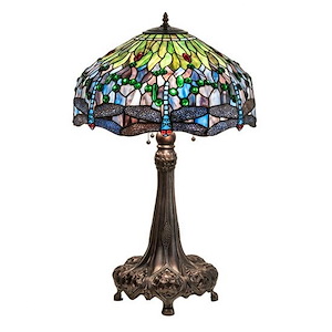 Tiffany Hanginghead Dragonfly - 3 Light Table Lamp-31 Inches Tall and 20 Inches Wide - 1099037