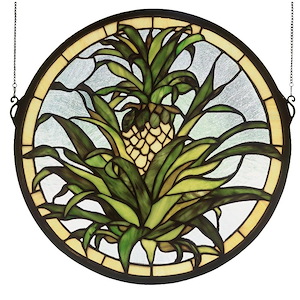 Welcome Pineapple - 16 X 16 Inch Stained Glass Window - 75565