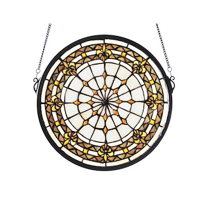 Fleur-De-Lis - 13 Inch Medallion Stained Glass Window - 75640