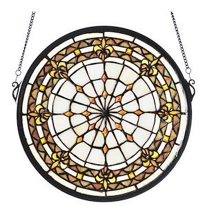 Fleur-De-Lis - 13 Inch Medallion Stained Glass Window - 75640