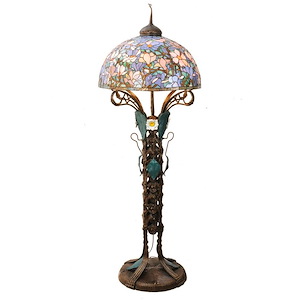Tiffany Magnolia - 3 Light Nouveau Floral Floor Lamp - 242906