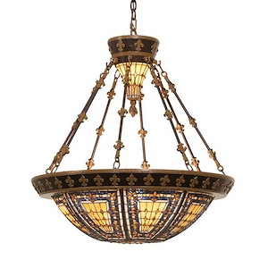 Fleur-de-lis - 4 Light Inverted Pendant-39 Inches Tall and 28 Inches Wide - 1361952