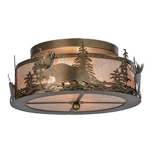 Moose at Dusk - 2 Light Flush Mount-7.5 Inches Tall and 18 Inches Wide - 1362041
