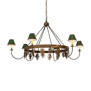 Oak Leaf - 6 Light Chandelier-35 Inches Tall and 57 Inches Wide - 1362054