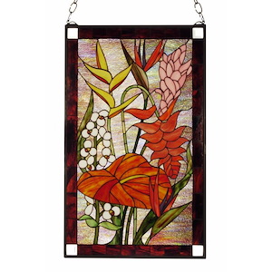 Tropical Floral - 20 X 32 Inch Stained Glass Window