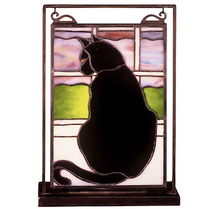 Cat In Window - 1 Light Lighted Mini Tabletop Window - 75709