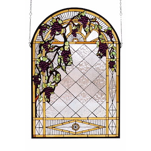 Grape Diamond Trellis - 24 X 36 Inch Stained Glass Window - 75742