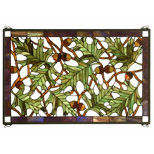 Acorn &amp; Oak Leaf - 28 X 18 Inch Stained Glass Window
