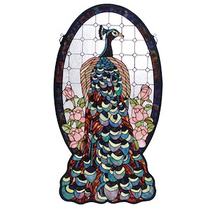 Peacock Profile - 20 X 38 Inch Stained Glass Window - 75780