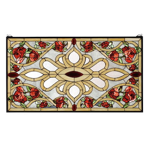 Bed Of Roses - 36 X 20 Inch Stained Glass Window - 75784