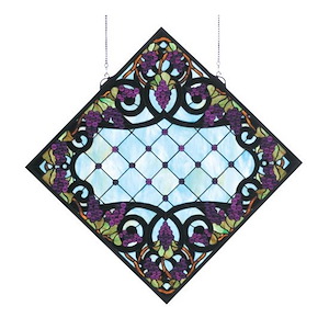 Jeweled Grape - 25.5 X 25.5 Inch Stained Glass Window