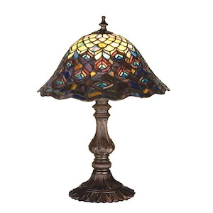 Tiffany Peacock Feather - 16.5 Inch 1 Light Accent Lamp - 75804