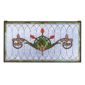Tulip &amp; Fleurs - 36 X 19 Inch Stained Glass Window