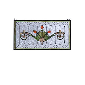 Tulip &amp; Fleurs - 26 X14 Inch Stained Glass Window