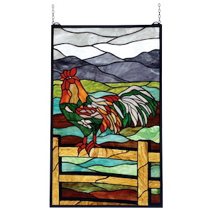 Rooster - 19 X 31 Inch Stained Glass Window - 75851
