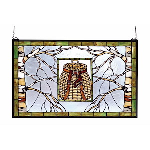 Pack Basket - 28 X 18 Inch Stained Glass Window - 75855
