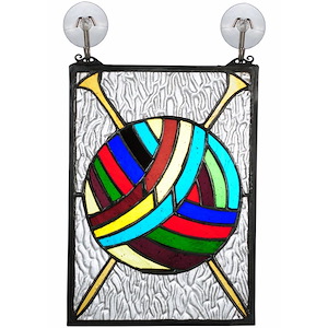 Ball Of Yarn W/Needles - 6 X 9 Inch Stained Glass Window