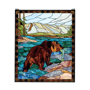 Grizzly Bear - 25 X 30 Inch Stained Glass Window