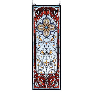 Versaille - 11 X 32 Inch Quatrefoil Stained Glass Window - 75946