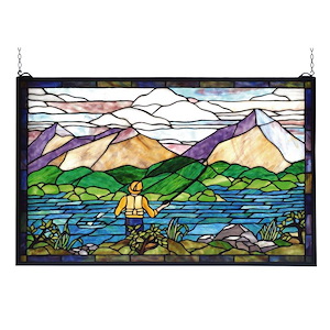 Fly Fishing - 30 X 19 Inch Stained Glass Window