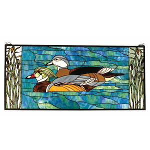 Wood Ducks - 35 X 16 Inch Stained Glass Window