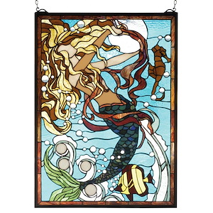 Mermaid Of The Sea - 19 X 26 Inch Stained Glass Window